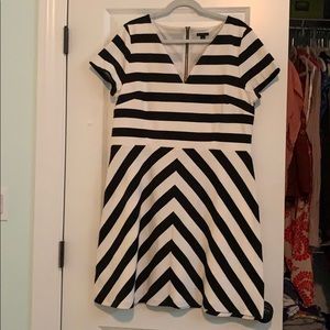 LOFT Black and White Striped Dress